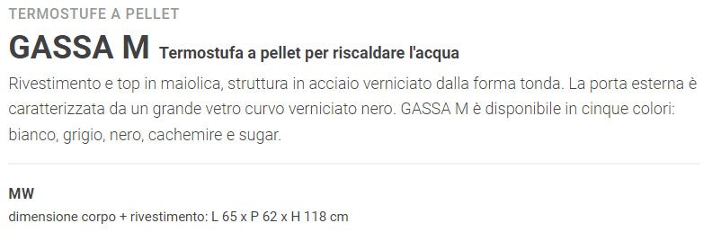 Stufa a Pellet Idro Gassa MW18 Bianca 18Kw Caminetti Montegrappa