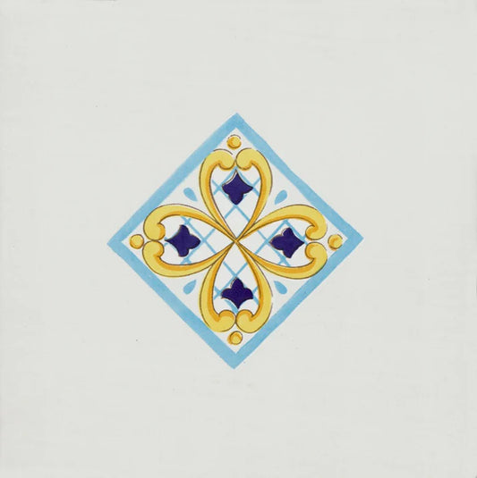 Cotto Mediterraneo Inserto Seiano Blu 22X22 Savoia Italia
