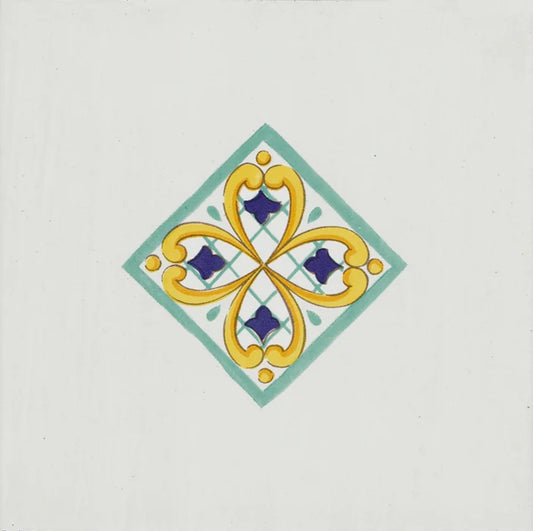 Cotto Mediterraneo Inserto Seiano Verde 22x22 Savoia Italia