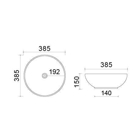 Lavabo da appoggio opaco Nero 385 Mod.02 Linpha