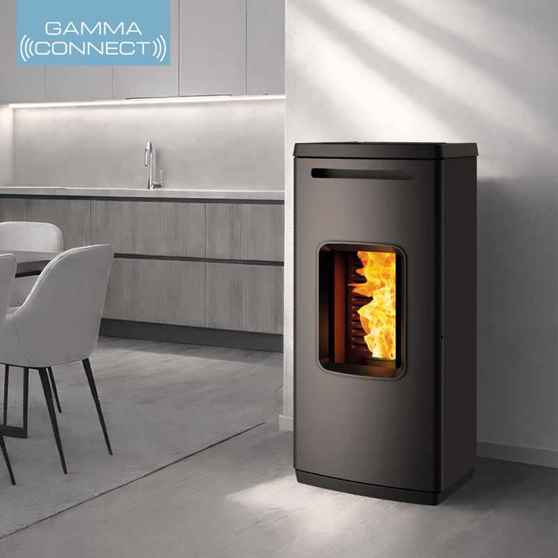 Linka EP Grigio Puntinato Stufa a Pellet Ventilata ad Aria 9,1 kW Caminetti Montegrappa