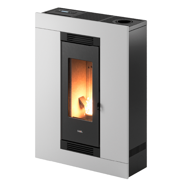 Luce Plus 9 Up-Twin Metallo Bianco Stufa a Pellet 8,5 Kw Canalizzata Ad Aria CADEL