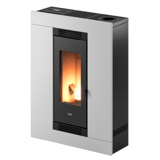 Luce Plus 9 Up-Twin Metallo Bianco Stufa a Pellet 8,5 Kw Canalizzata Ad Aria CADEL