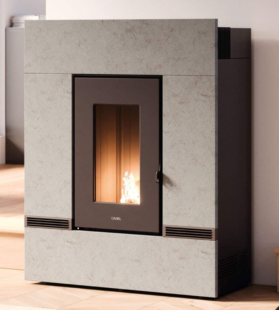 Mithos Plus 12 Ps Pietra Serpentino Stufa a Pellet 12 Kw Canalizzata Ad Aria CADEL