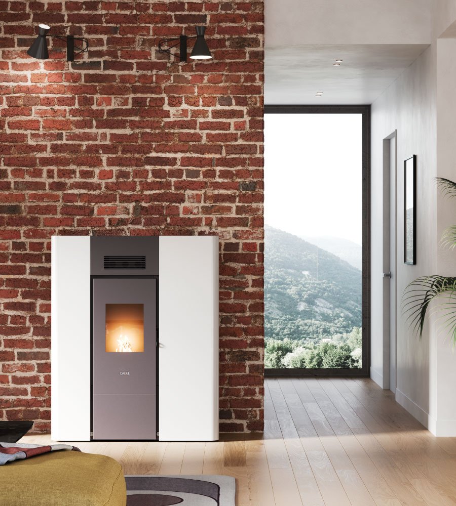 Maya Idro 16 Metallo Bianco Stufa a Pellet 16,1 Kw Idro CADEL
