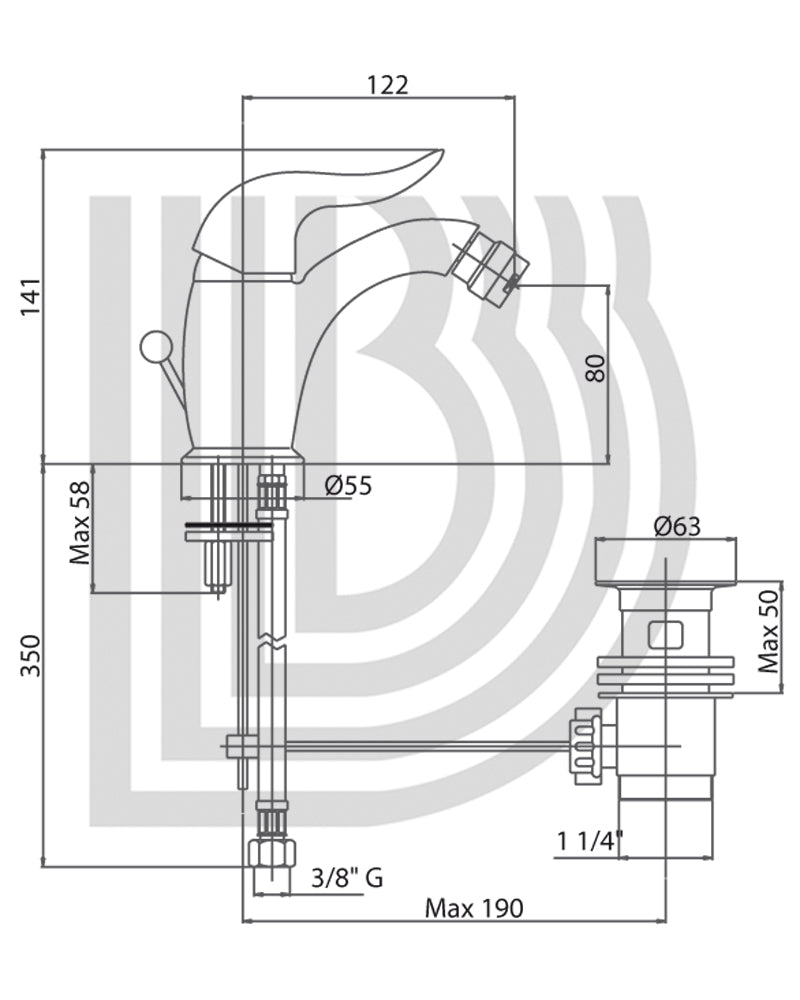 Monoforo Bidet Retrò 1"1/4 Cromo Bianchi