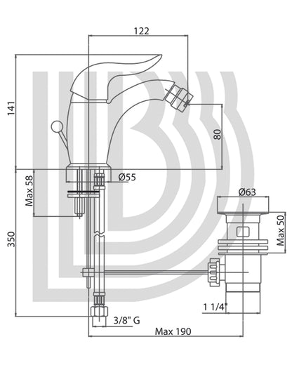 Monoforo Bidet Retrò 1"1/4 Cromo Bianchi