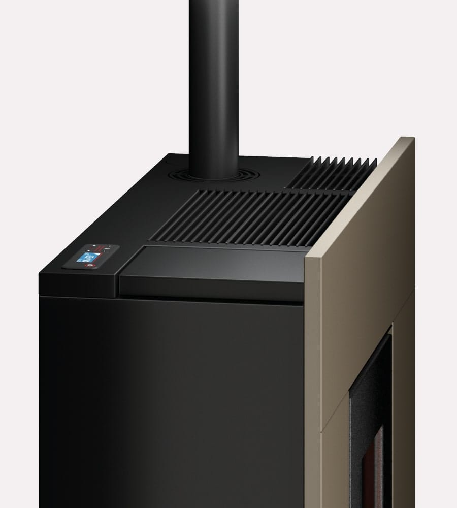 Mithos Plus 12 Up-Twin Metallo Light Bronze Stufa a Pellet 12 Kw Canalizzata Ad Aria CADEL