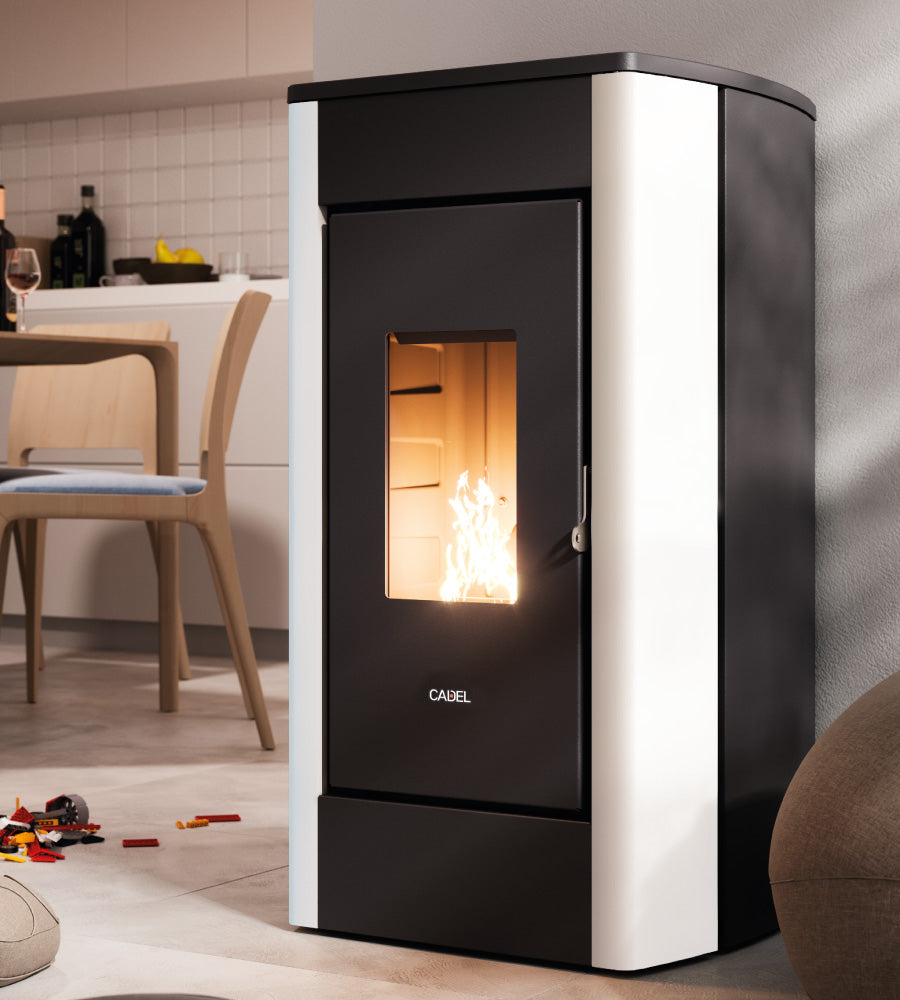 Perla 7 Metallo Bianco Stufa a Pellet Ventilata ad Aria 7 kW Cadel