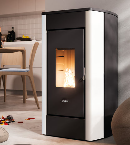 Perla 7 Metallo Bianco Stufa a Pellet Ventilata ad Aria 7 kW Cadel