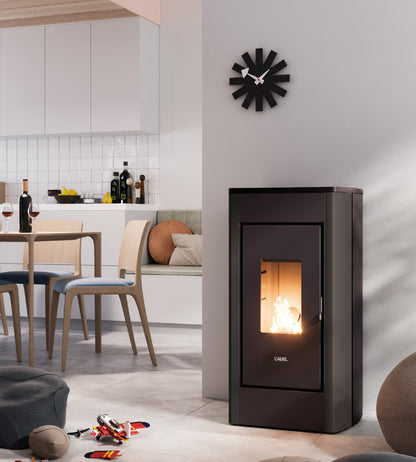 Perla 7 Metallo Antracite Stufa a Pellet Ventilata ad Aria 7 kW Cadel