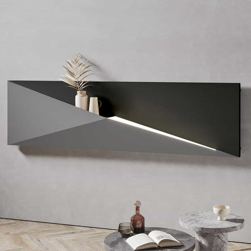 Radiatore Polygon Orizzontale 750 Watt 1800x500 Elettrico WiFi Nero Satinato e Grigio Medio Irsap
