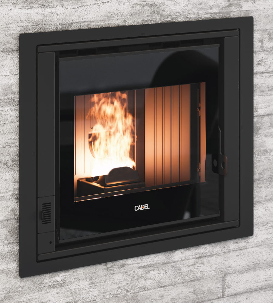 Inserto a Pellet Cadel Ponente 7 Vetro Nero 6,8 kW