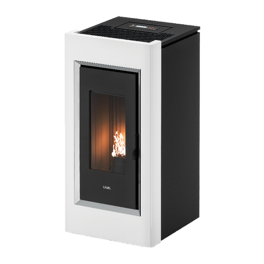 Prince Plus 11 Bianco Cornice Inox Stufa a Pellet 10,5 Kw Canalizzata Ad Aria CADEL