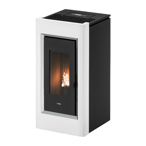 Prince 11 Bianco Cornice Inox Stufa a Pellet 10,5 Kw Ad Aria CADEL