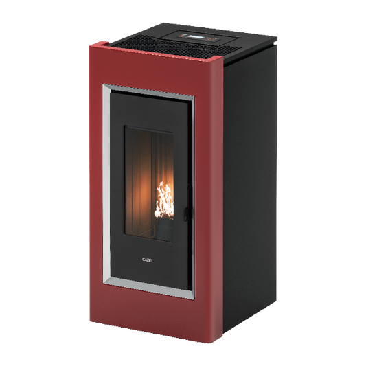 Prince 11 Rosso Cornice Inox Stufa a Pellet 10,5 Kw Ad Aria CADEL