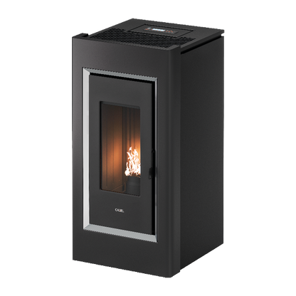 Prince 11 Antracite Cornice Inox Stufa a Pellet 10,5 Kw Ad Aria CADEL