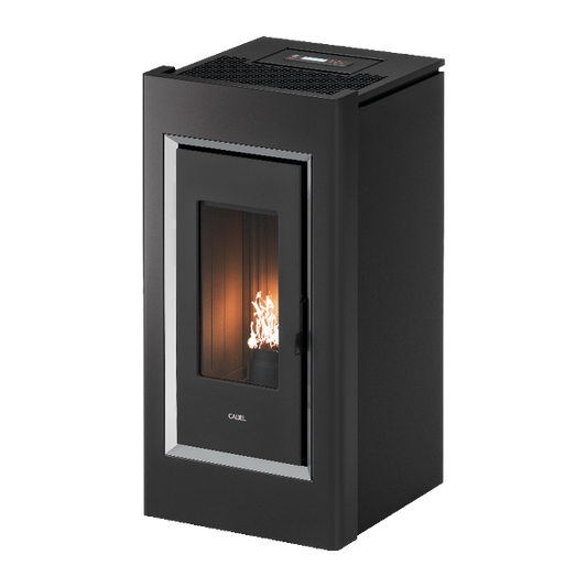 Prince 11 Antracite Cornice Inox Stufa a Pellet 10,5 Kw Ad Aria CADEL