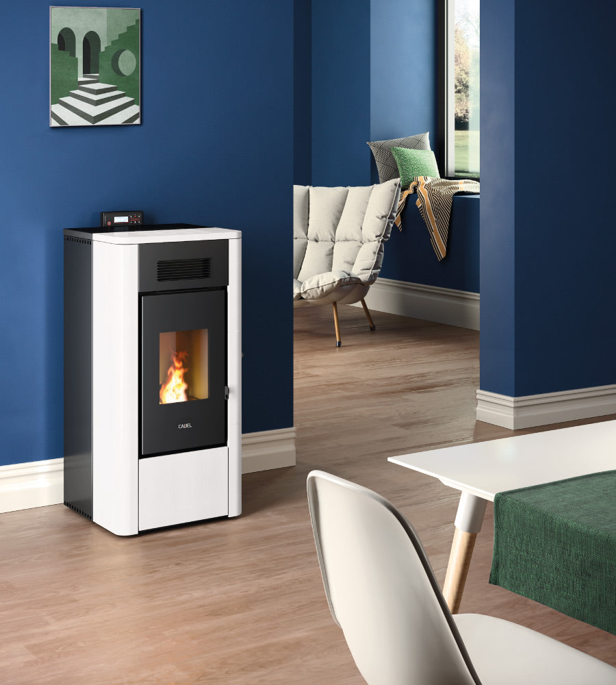 River Idro 18 Metallo Bianco Termostufa a Pellet Idro Ventilata 18 kW Cadel