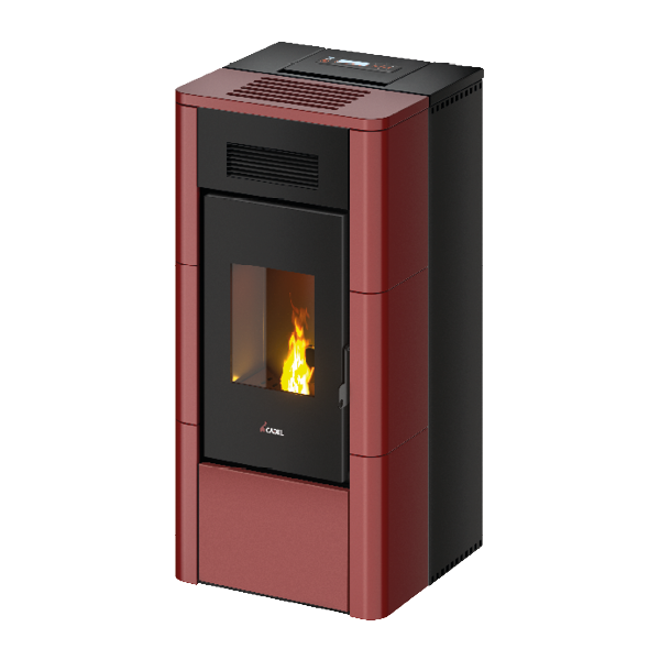 River Idro 18 Idrotech Maiolica Rosso Stufa a Pellet 17,7 Kw Idro CADEL