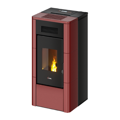 River Idro 24 Idrotech Maiolica Rosso Stufa a Pellet 24,2 Kw Idro CADEL