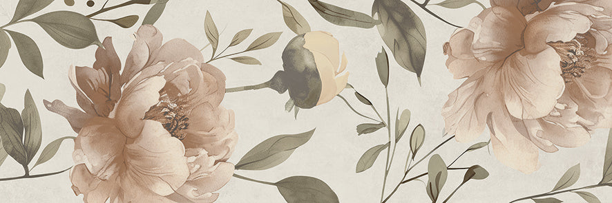 Spatula Peonies Warm 30x90 Rettificato Ceramica Euro