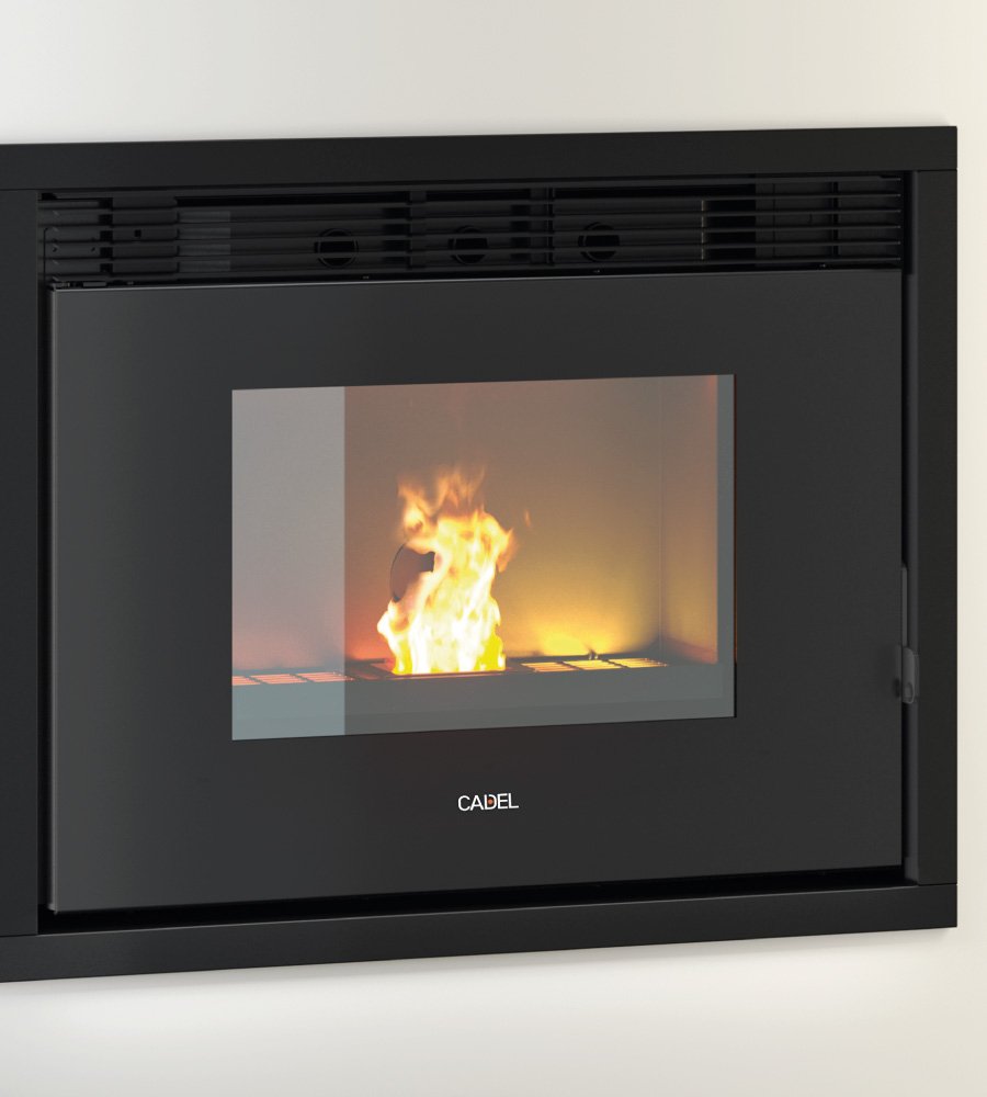 Saturno 16 Metallo Nero Inserto a Pellet 18 Kw Idro CADEL