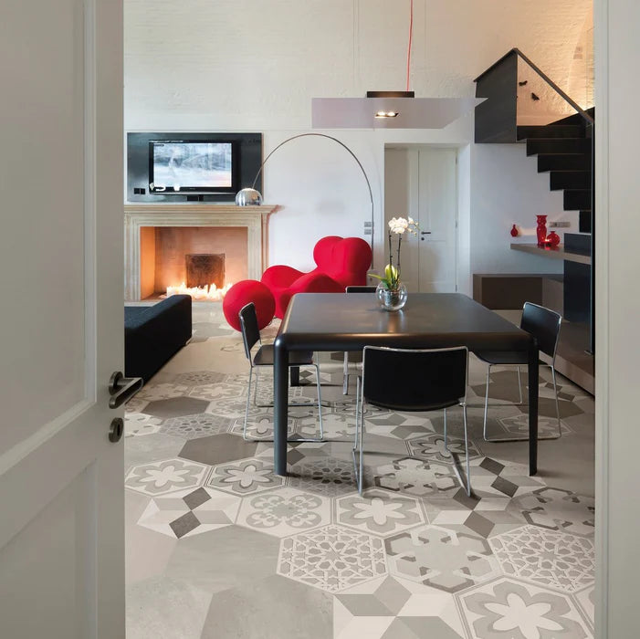 Domus Decoro Esagonali Mix 40x35 Bordo Nat. Matt Savoia Italia