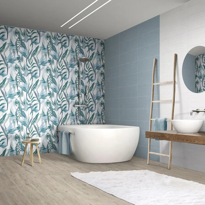 Nuance Floral Acqua 25x75 Bordo Nat. Matt Comp. A+B+C Savoia Italia