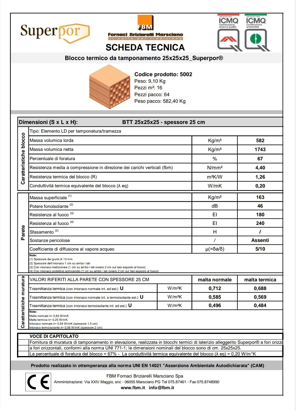 Bloc Thermique 25x25x25 Fbm