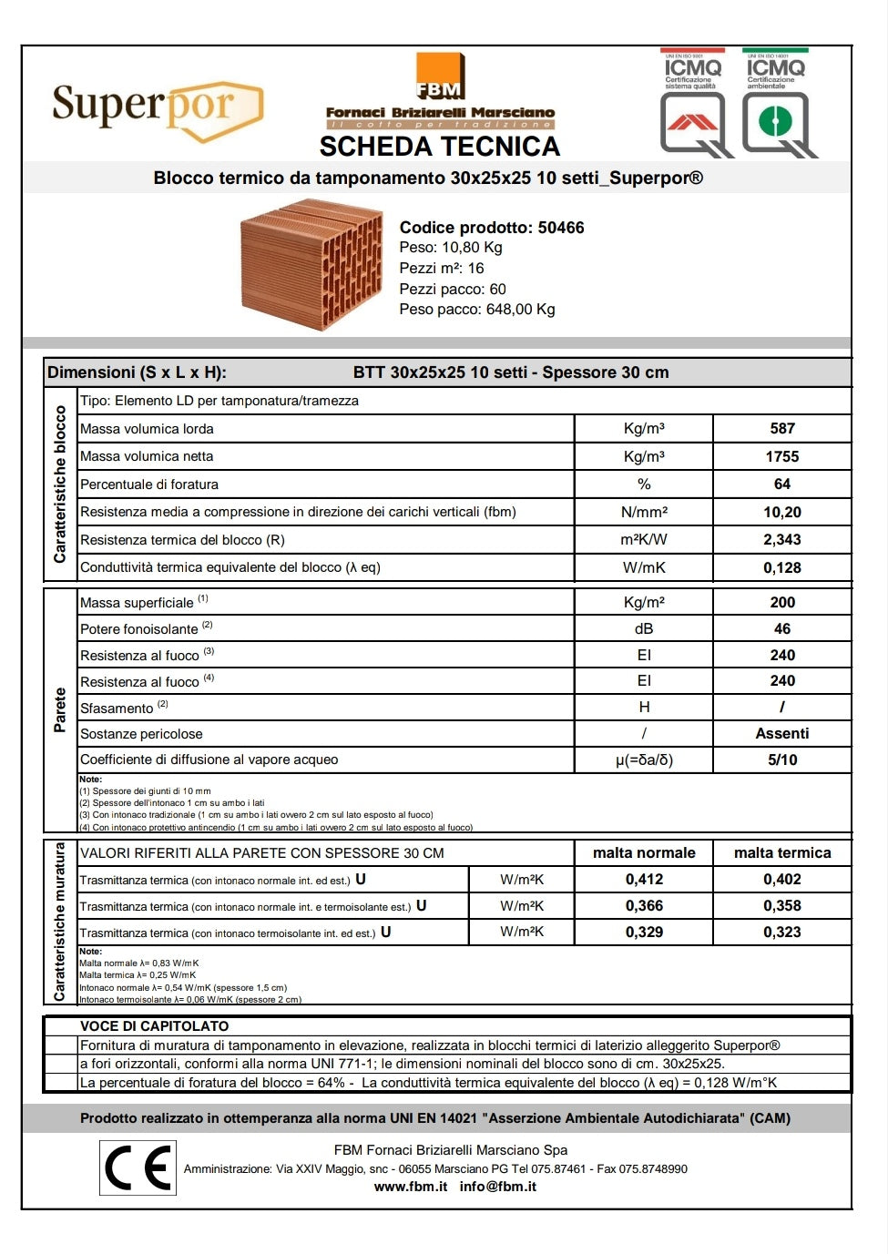 Bloc Thermique 30x25x25 Fbm