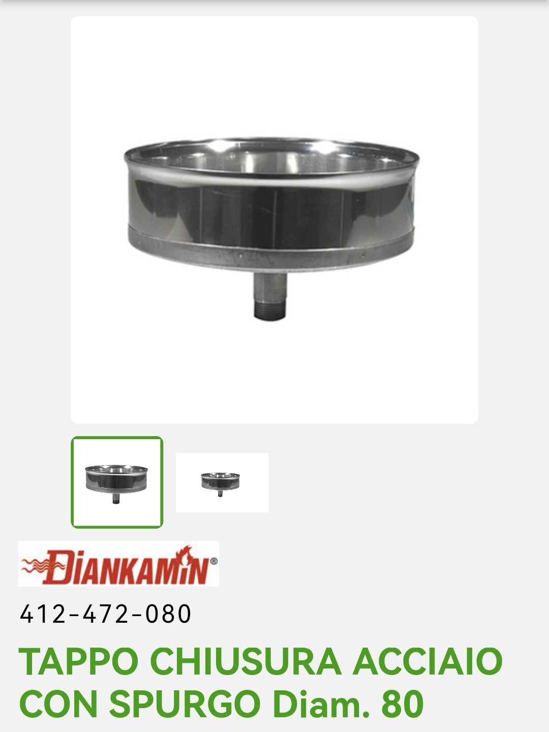 Steel cap with drain Dm.80