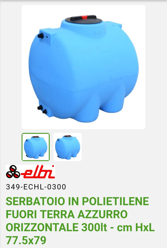 Serbatoio Orizzontale Lt.300 Polietilene Elbi