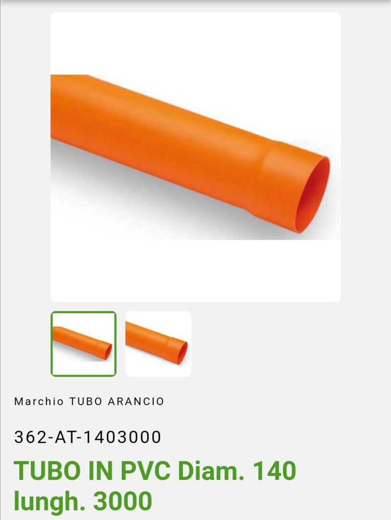 Tubo in Pvc Dm.140 Mt.3