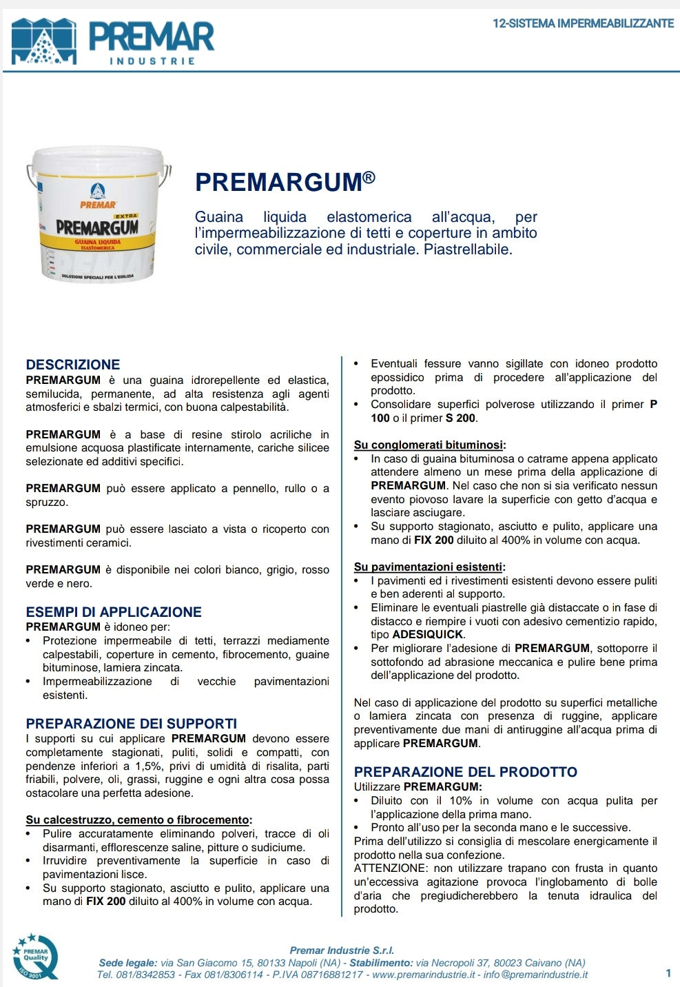 Premargum Bianco Lt 4 Premar