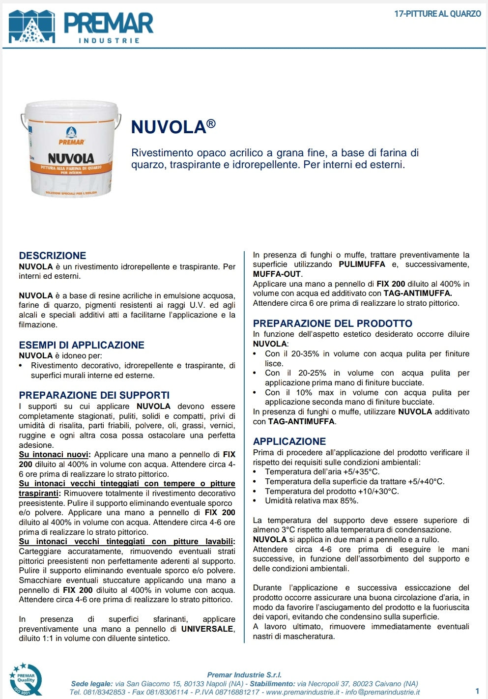 Nuvola Quarzo Lt 14 Premar