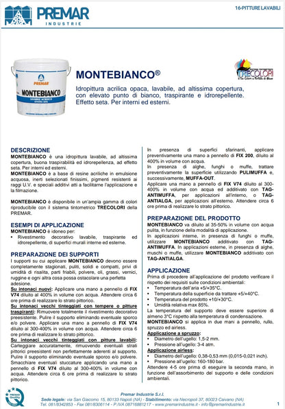 Montebianco Lavabile Lt 14 Premar