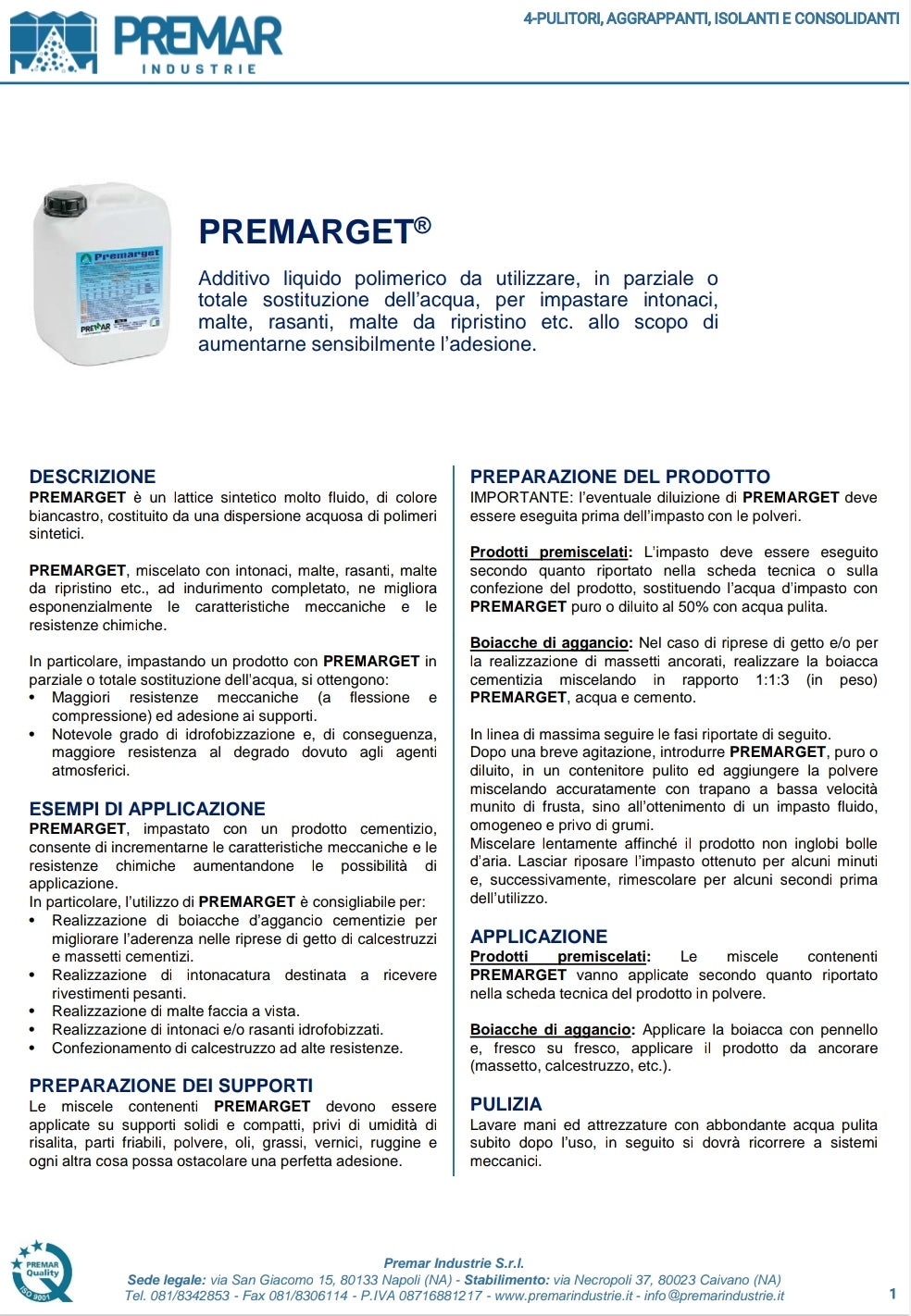 Premarget Aggrappante kg 5 Premar