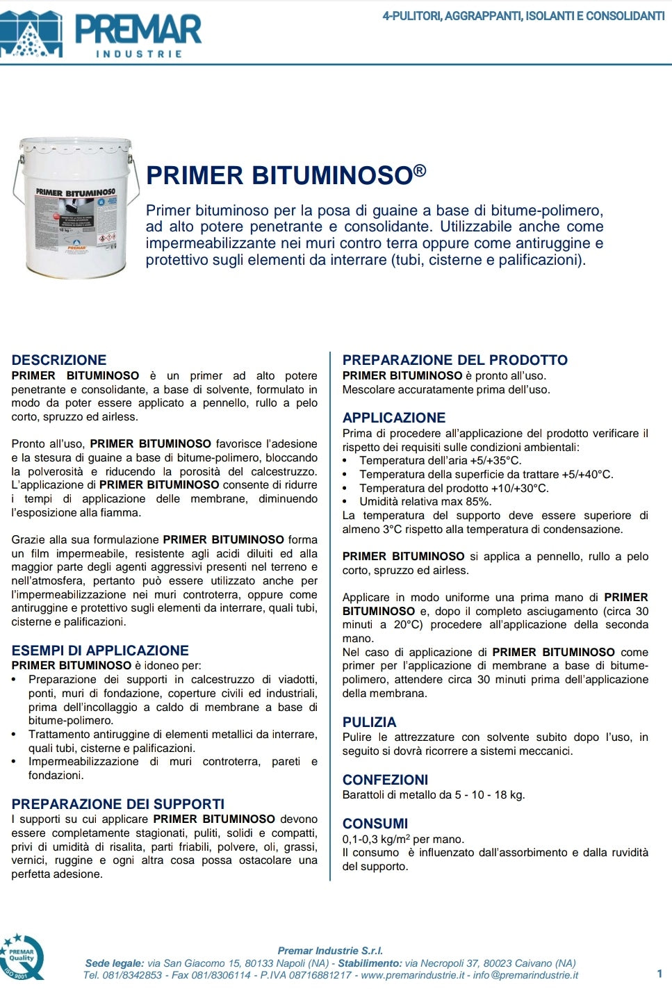 Apprêt bitumineux 5 kg Premar