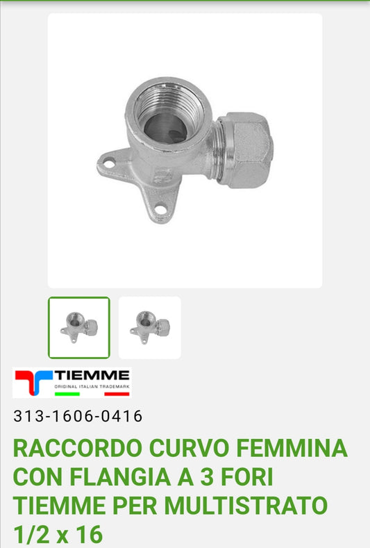 Raccordo Curvo Femm. C/Flangia 1/2x16 Multistrato Tm