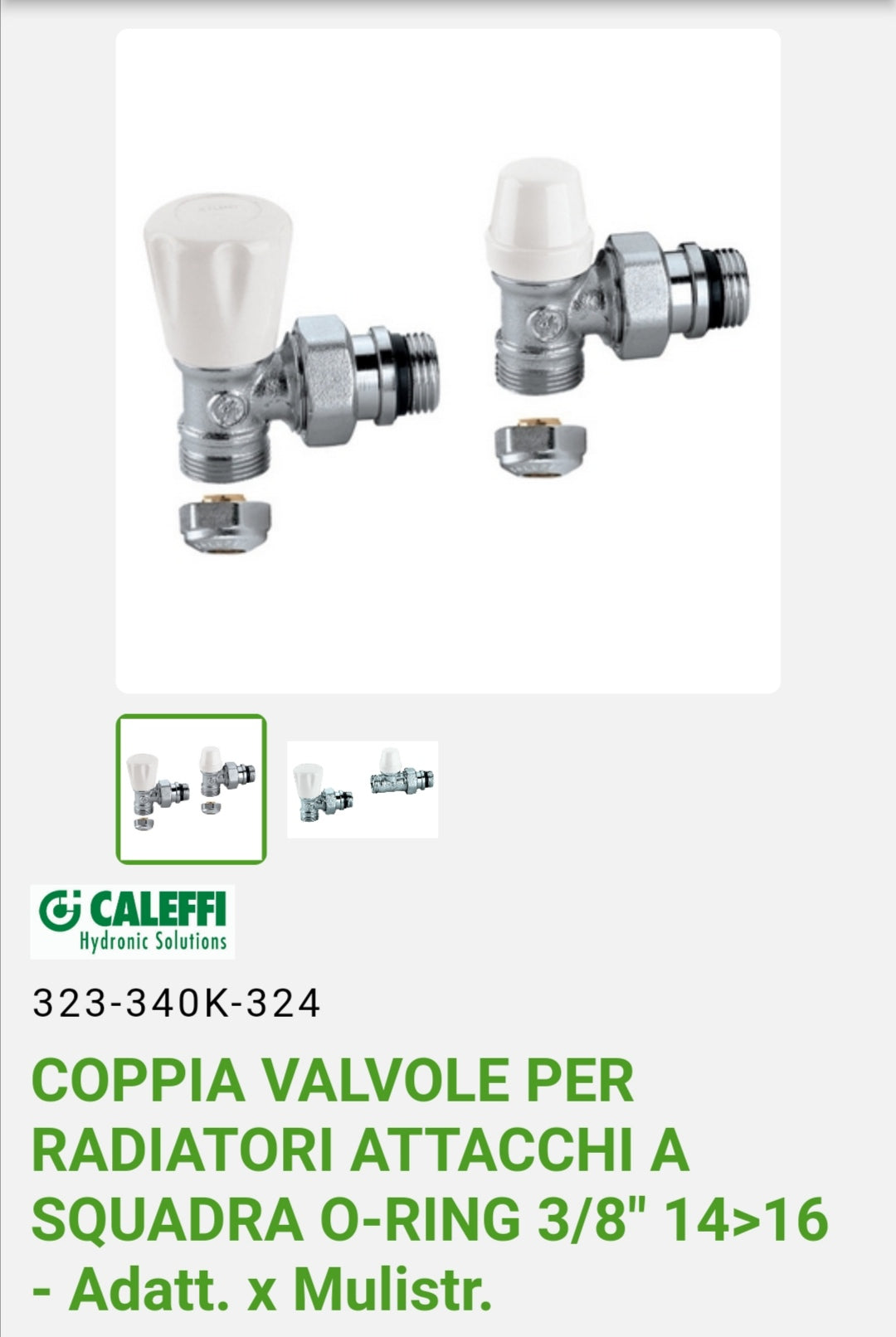 Paire de Valve + Lockshield 3/8 Caleffi Team