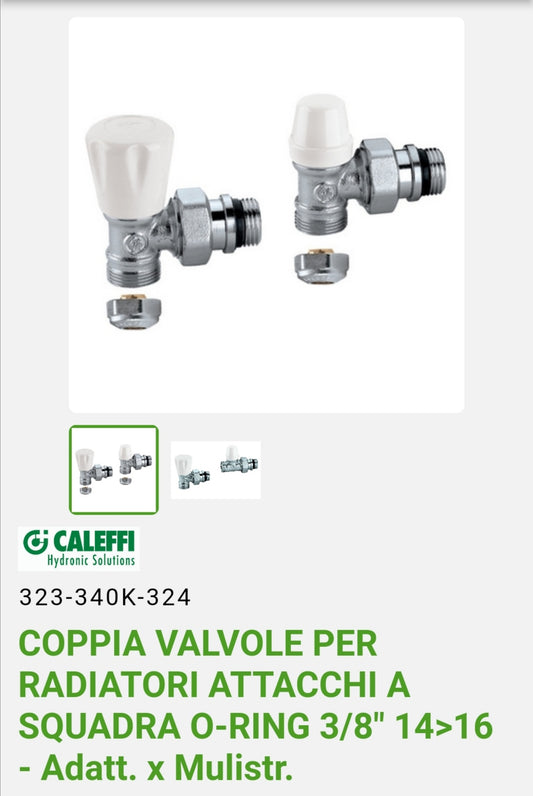 Coppia Valvola+Detentore 3/8 Squadra Caleffi