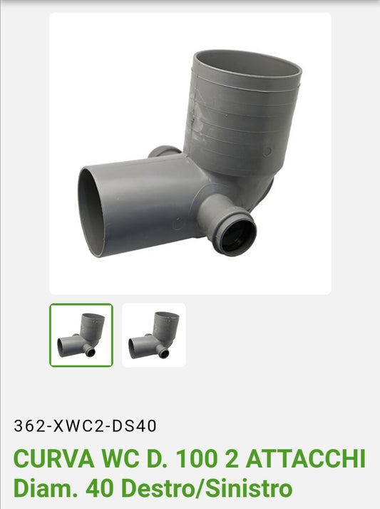 Toilet curve Dm.100 2 Att. Dm.40 Gray PVC