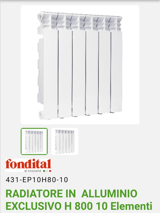 Radiateur exclusif en aluminium H 800 10El. Fondation