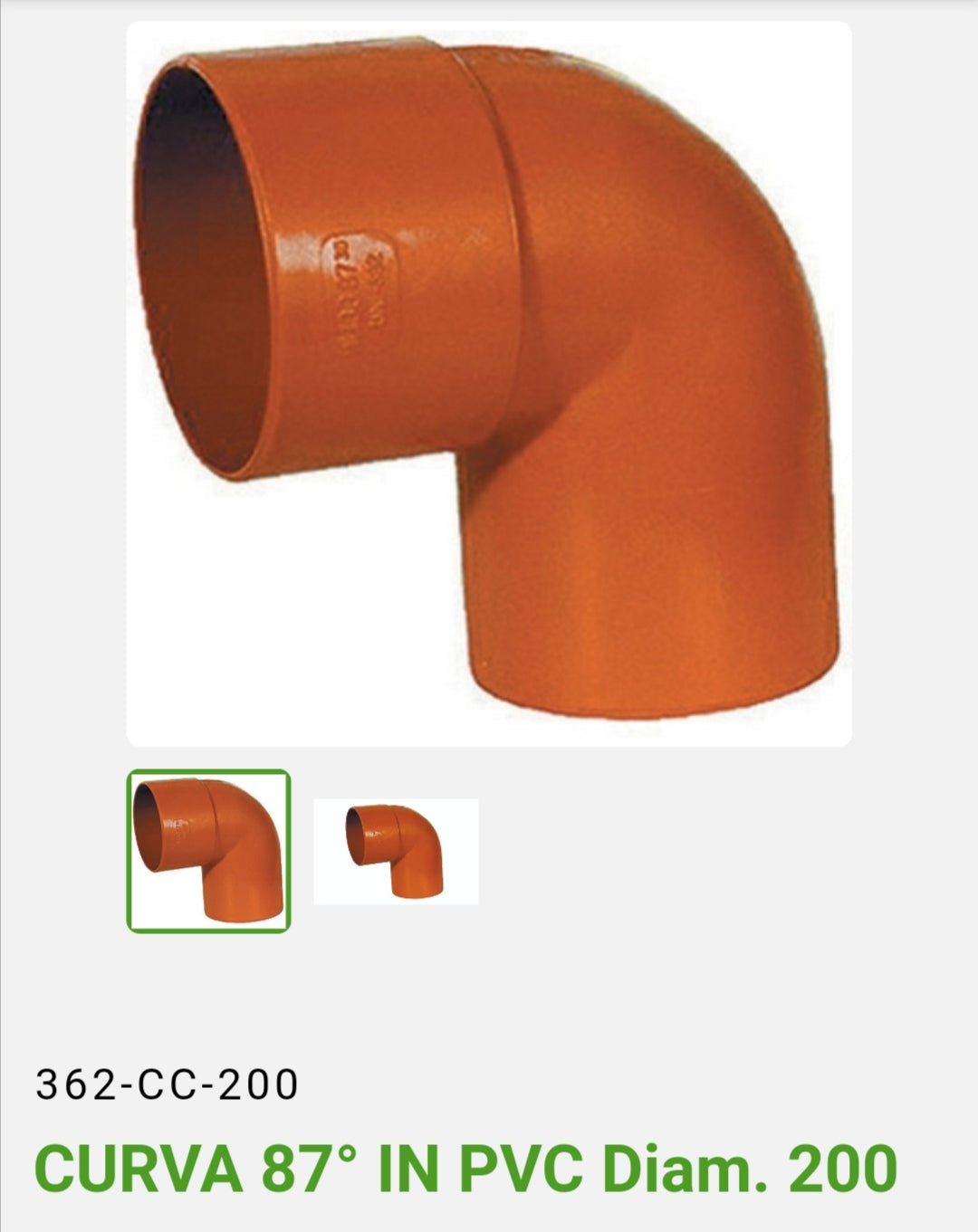 87° curve in PVC Dm.200