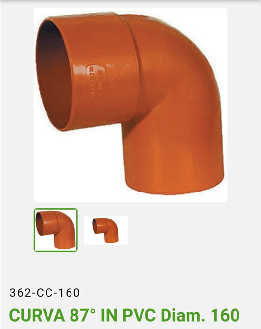 87° curve in PVC Dm.160