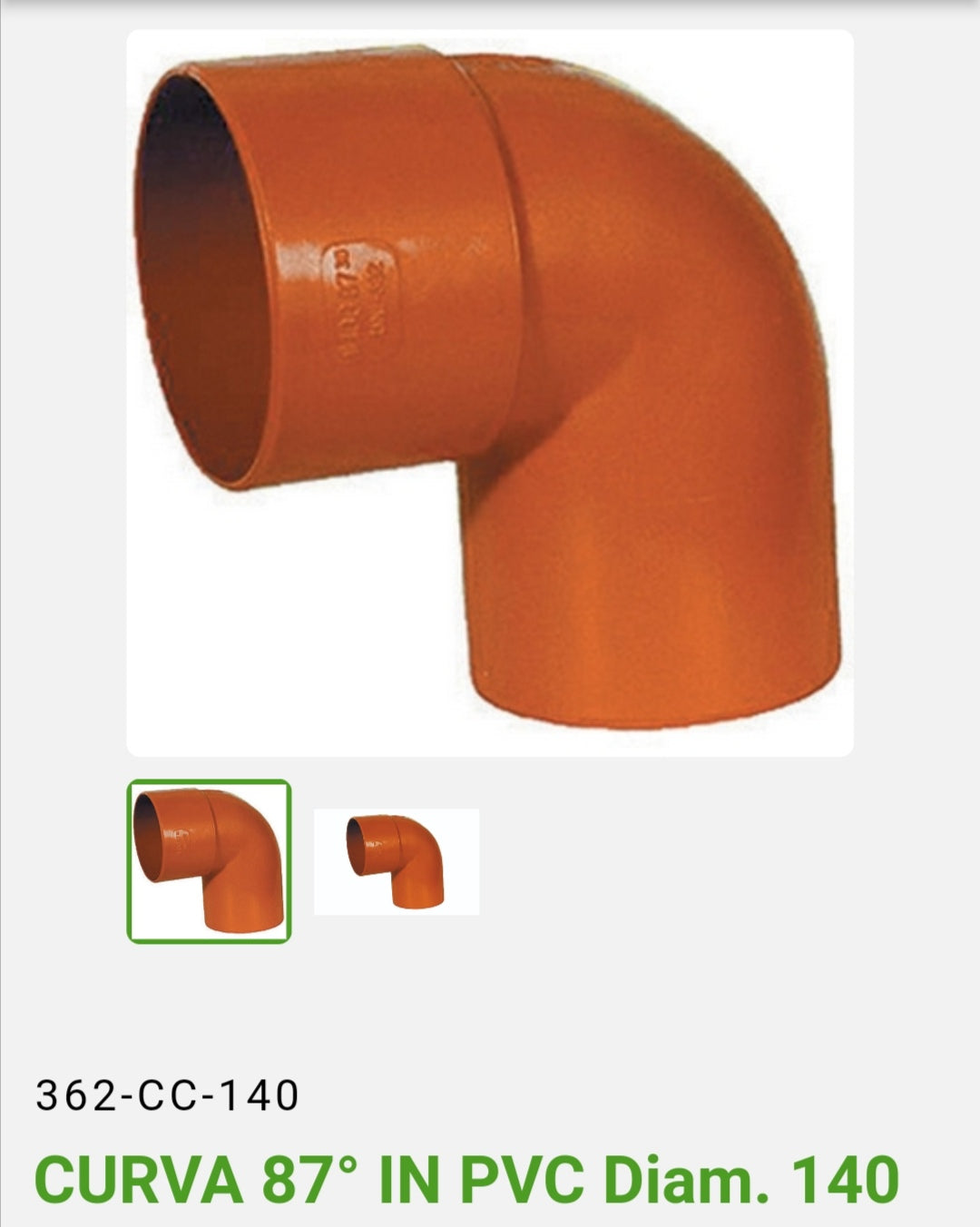 87° curve in PVC Dm.140