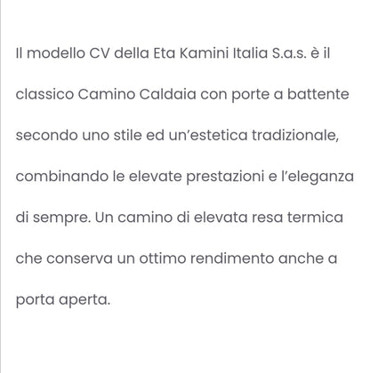 Cheminée à bois modèle CV Easy Fire Kcal 29500 Eta