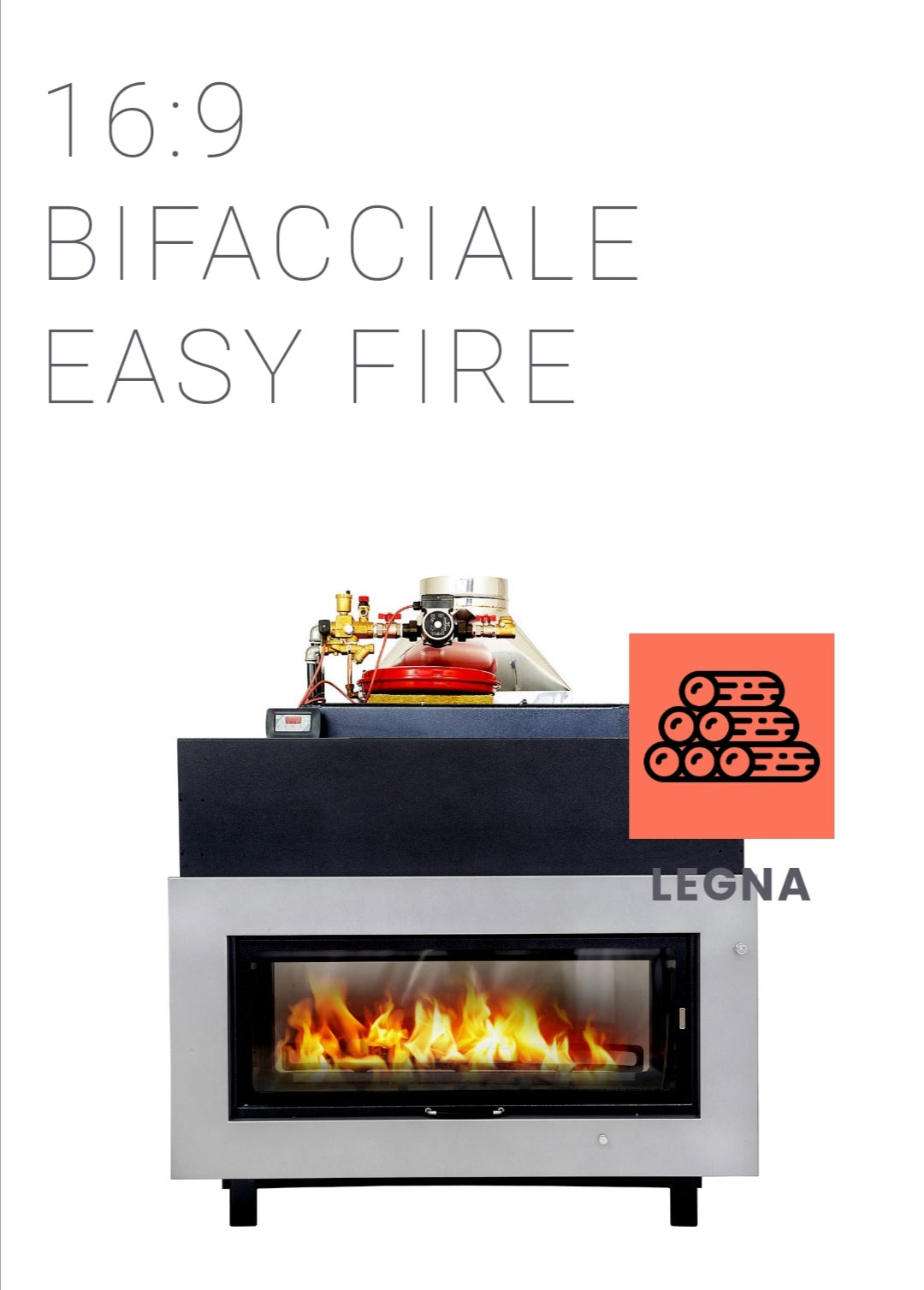 Wood-burning fireplace Mod. Double-sided 140 Psu 16:9 Easy Fire Kcal 29,500 Eta