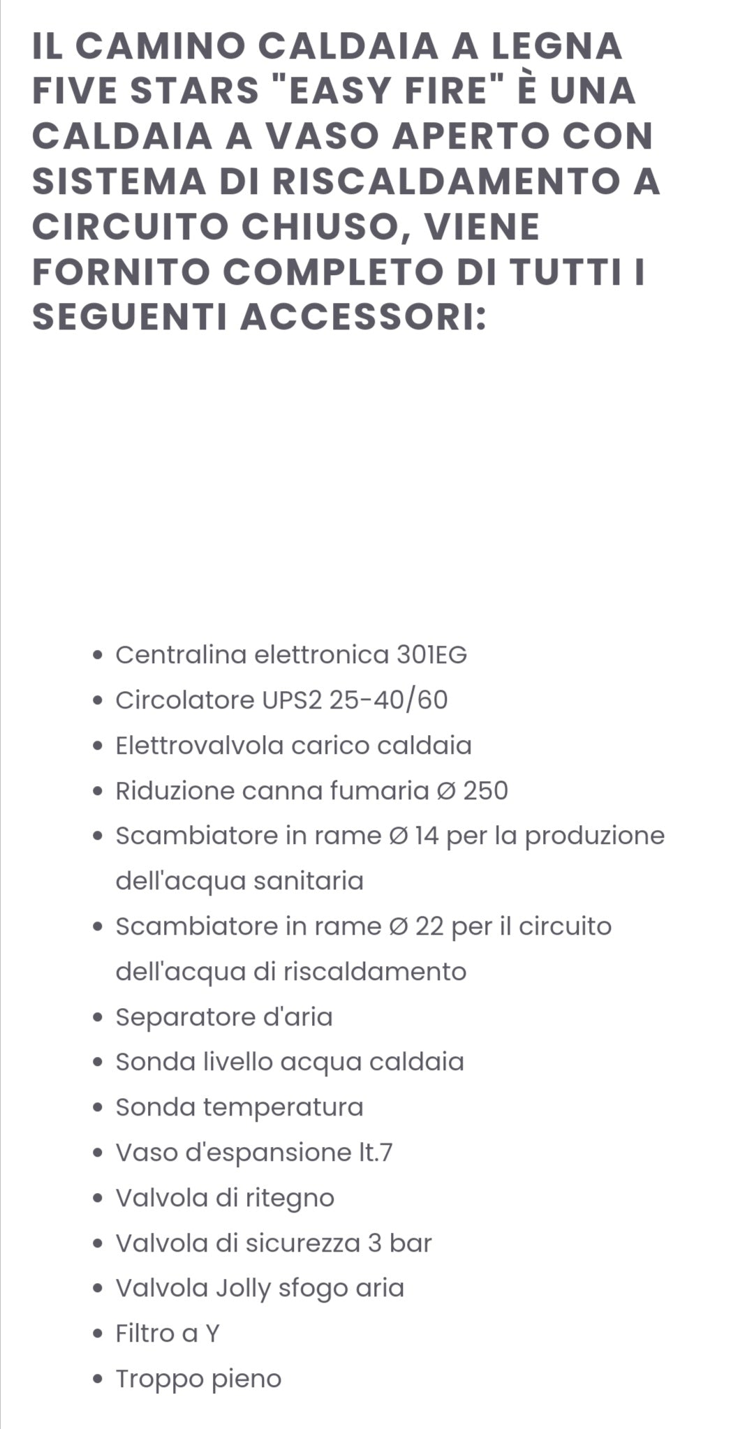 Cheminée à bois modèle CV Five Stars Easy Fire Kcal 20.650 Eta